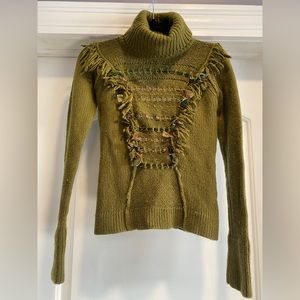 Green Fringe Turtleneck Angel of the North Sweater from Anthropologie -  Small